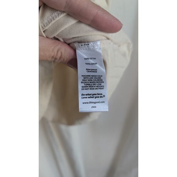 Life Is Good T Shirt Cream Yoga Breathe SZ Large Women - Picture 4 of 5